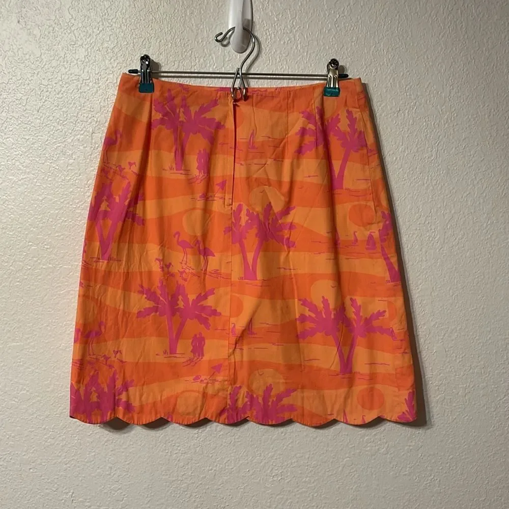 LIly Pulitzer Sunset Print Scallop Hem Skirt Size 6